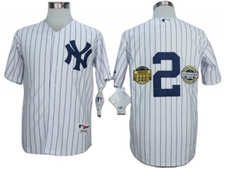 New York Yankees #2 Derek Jeter White Wcommemorative Final Season&inaugural Season&Retirement Patch Jersey
