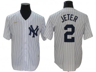 New York Yankees #2 Derek Jeter White Home Cooperstown Collection Player Jersey