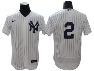 New York Yankees #2 Derek Jeter White Home Flex Base Jersey