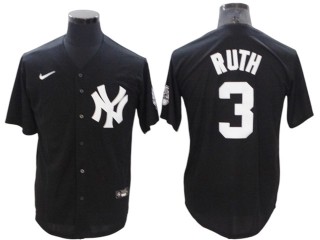 New York Yankees #3 Babe Ruth Black Fashion Cool Base Jersey