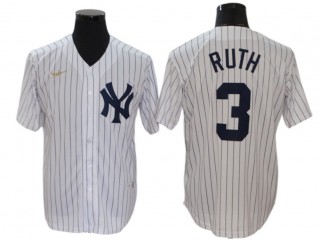 New York Yankees #3 Babe Ruth White Cooperstown Collection Player Name Jersey