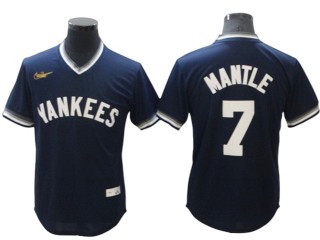 New York Yankees #7 Mickey Mantle Navy Cooperstown Collection Cool Base Jersey