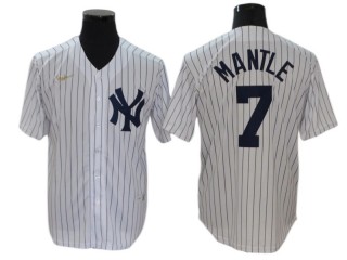 New York Yankees #7 Mickey Mantle White Cooperstown Collection Player Name Jersey