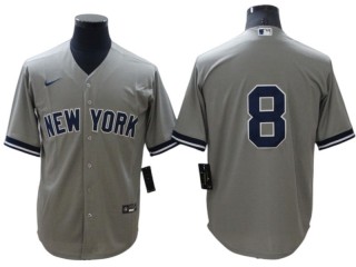 New York Yankees #8 Yogi Berra Gray Road Cool Base Jersey
