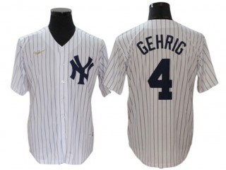 New York Yankees #4 Lou Gehrig White Cooperstown Collection Player Name Jersey