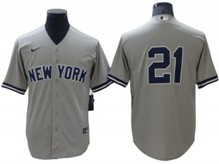 New York Yankees #21 Paul O'Neill Gray Road Cool Base Jersey