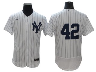 New York Yankees #42 Mariano Rivera White Home Flex Base Jersey