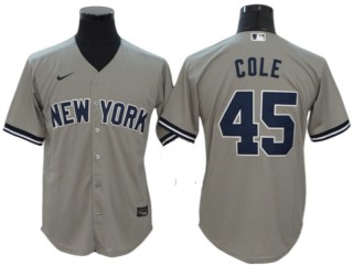 New York Yankees #45 Gerrit Cole Gray Cool Base Player Name Jersey