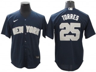 New York Yankees #25 Gleyber Torres Navy Cool Base Alternate Player Name Jersey
