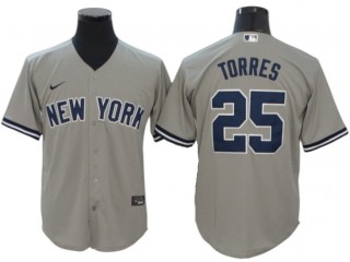 New York Yankees #25 Gleyber Torres Gray Cool Base Player Name Jersey
