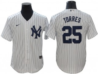 New York Yankees #25 Gleyber Torres White Home Cool Base Player Name Jersey