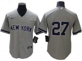 New York Yankees #27 Giancarlo Stanton Gray Road Cool Base Jersey