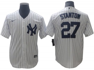 New York Yankees #27 Giancarlo Stanton White Home Cool Base Player Name Jersey