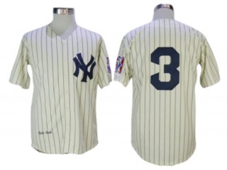 New York Yankees #3 Babe Ruth Cream Throwback Jersey