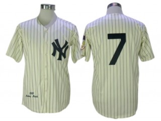 New York Yankees #7 Mickey Mantle Cream Throwback Jersey