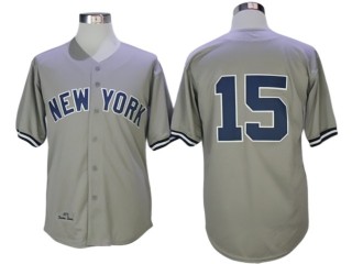New York Yankees #15 Thurman Munson Gray Throwback Jersey