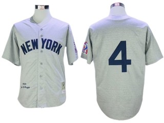 New York Yankees #4 Lou Gehrig Gray 1939 Throwback Road Jersey