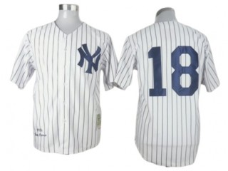 New York Yankees #18 Don Larsen White 1956 Throwback Jersey