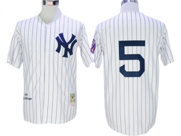 New York Yankees #5 Joe DiMaggio White Throwback Jersey