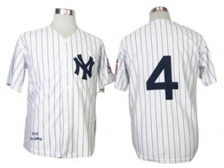 New York Yankees #4 Lou Gehrig White Throwback Jersey