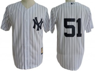 New York Yankees #51 Bernie Williams White Cooperstown Collection Throwback Jersey