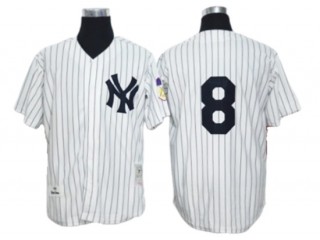 New York Yankees #8 Yogi Berra White Throwback Jersey