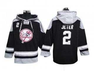 New York Yankees #2 Derek Jeter Black Pullover Hoodie