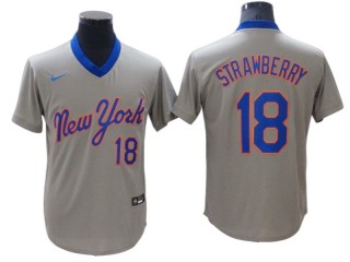 New York Mets #18 Darryl Strawberry Gray Cooperstown Collection Jersey