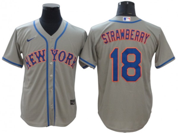 New York Mets #18 Darryl Strawberry Gray Road Cool Base Jersey