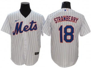 New York Mets #18 Darryl Strawberry White Home Cool Base Jersey