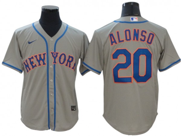New York Mets #20 Pete Alonso Gray Road Cool Base Jersey