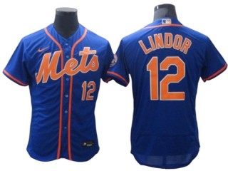 New York Mets #12 Francisco Lindor Royal Alternate Flex Base Jersey