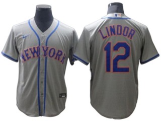 New York Mets #12 Francisco Lindor Gray Road Cool Base Jersey