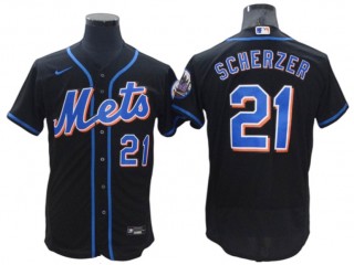 New York Mets #21 Max Scherzer Black Alternate Flex Base Jersey