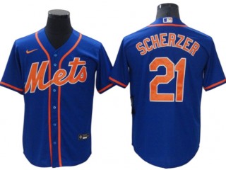 New York Mets #21 Max Scherzer Royal Alternate Cool Base Jersey