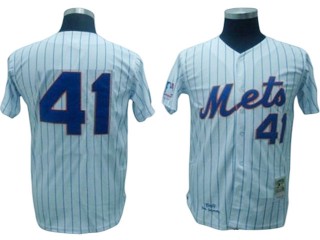 New York Mets #41 Tom Seaver White Pinstripe Throwback Jersey