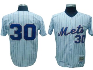 New York Mets #30 Nolan Ryan White Stripe Throwback Jersey