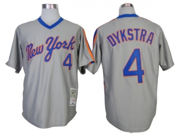 New York Mets #4 Lenny Dykstra Gray 1987 Throwback Jersey