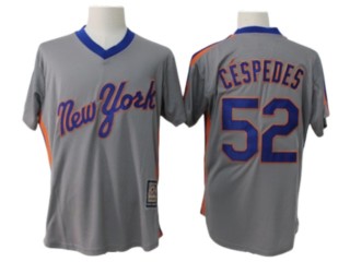 New York Mets #52 Yoenis Cespedes Gray Cooperstown Collection Throwback Jersey