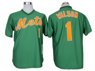 New York Mets #1 Mookie Wilson Green Throwback Jersey