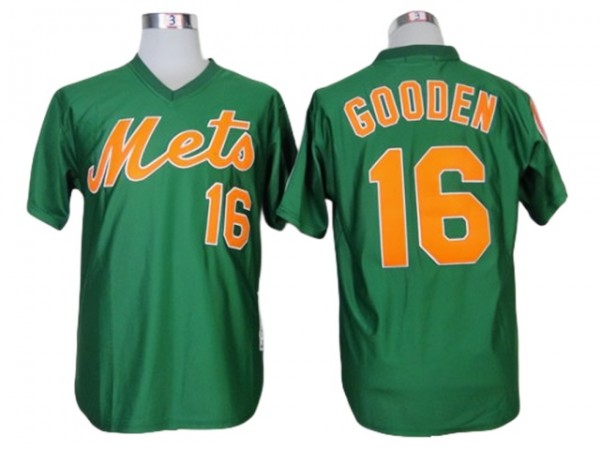 New York Mets #16 Dwight Gooden Green Throwback Jersey