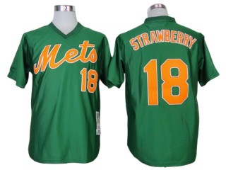New York Mets #18 Darryl Strawberry Green Throwback Jersey