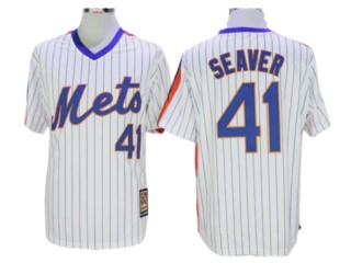 New York Mets #31 Mike Piazza White Cooperstown Collection Throwback Jersey