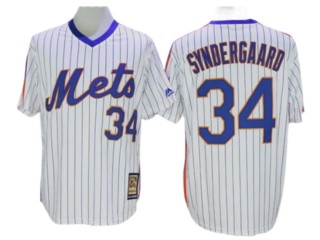 New York Mets #34 Noah Syndergaard White Cooperstown Collection Throwback Jersey