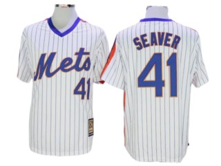 New York Mets #41 Tom Seaver White Cooperstown Collection Throwback Jersey