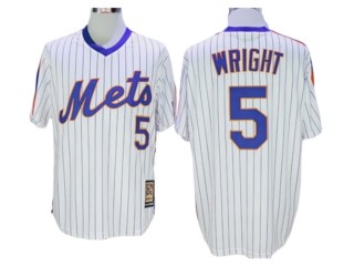 New York Mets #5 David Wright White Cooperstown Collection Throwback Jersey