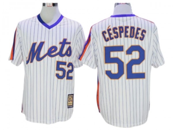 New York Mets #52 Yoenis Cespedes White Cooperstown Collection Throwback Jersey