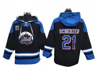 New York Mets #21 Max Scherzer Black Pullover Hoodie