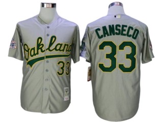 Oakland Athletics #33 Jose Canseco Gray Road Throwback Jersey