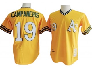 Oakland Athletics #19 Bert Campaneris Yellow 1972 Throwback Jersey